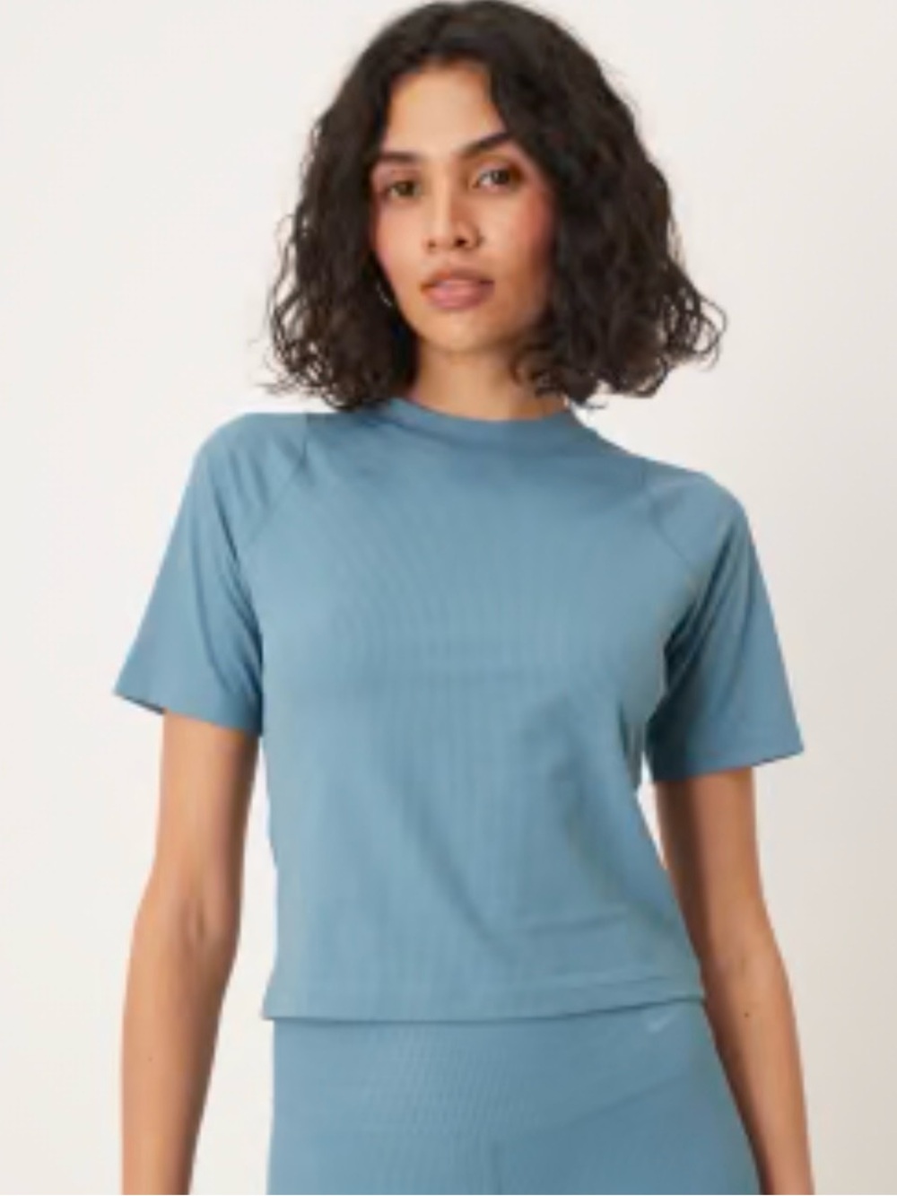 Nike Zenvy Ribbed Dri-Fit Training Top - Dusty Blue. Sz XL. NWT